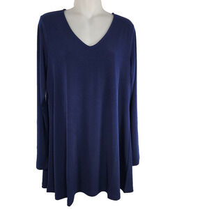 Susan Graver Modern Essentials Regular Liquid Knit Tunic Top Medium Navy Blue
